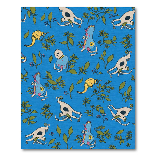 Whimsical Blue Creature Garden Rug