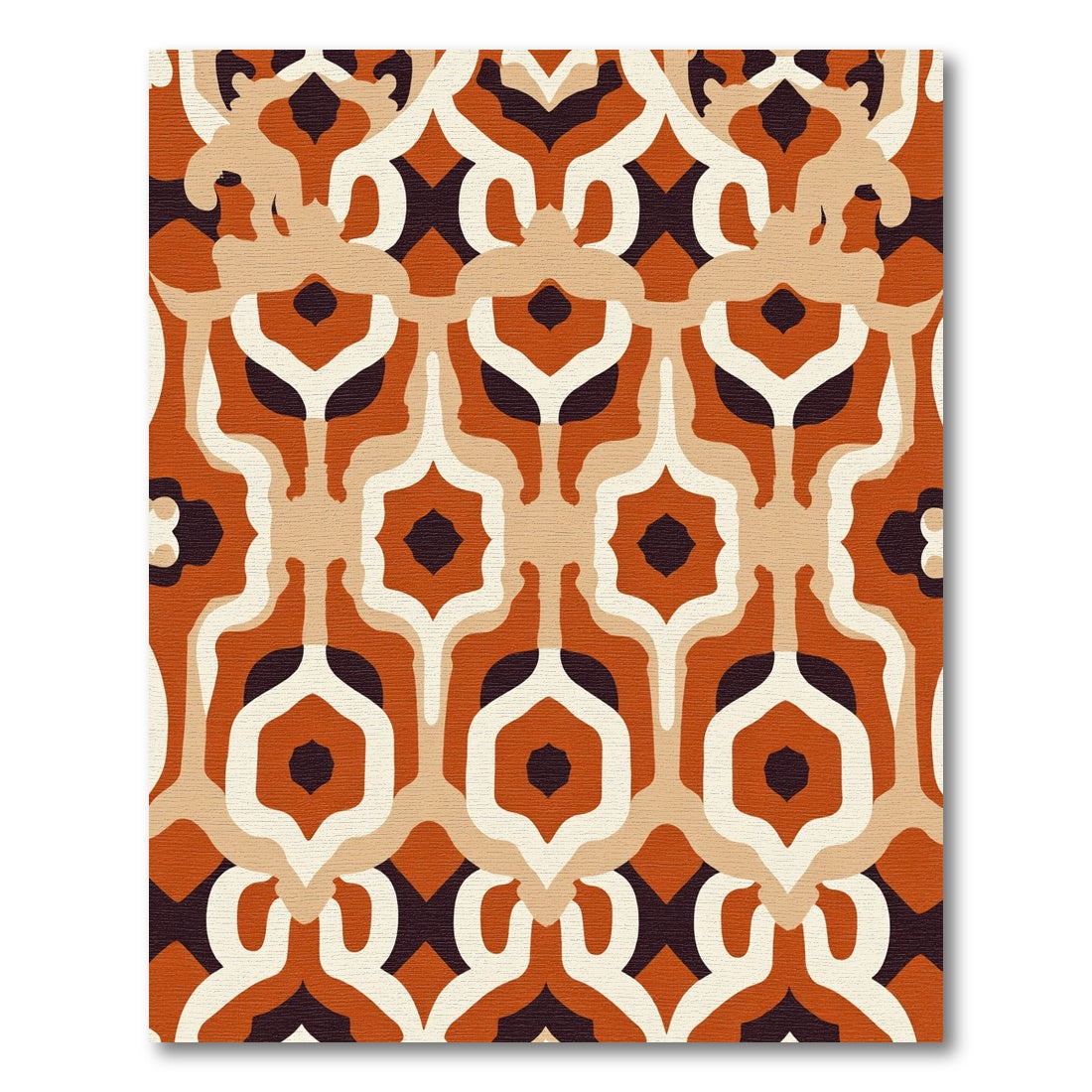Retro Earthy Arabesque Tile Rug