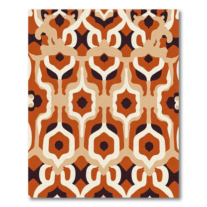 Retro Earthy Arabesque Tile Rug
