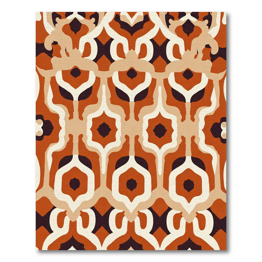 Retro Earthy Arabesque Tile Rug