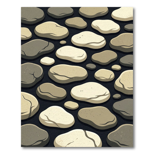 Neutral Stone Pebble Mosaic Art Rug
