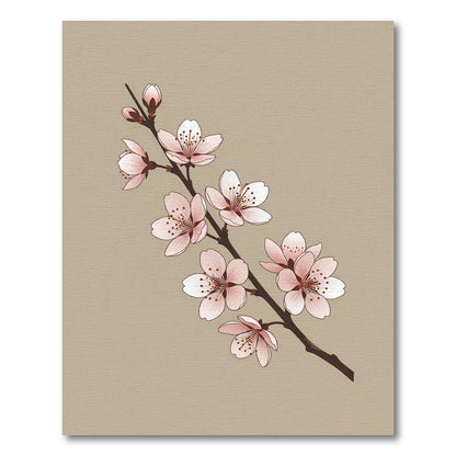 Elegant Soft Pink Cherry Blossom Branch Rug