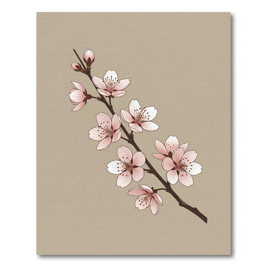 Elegant Soft Pink Cherry Blossom Branch Rug