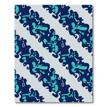 Deep Blue Aqua Blobs Stripe Rug