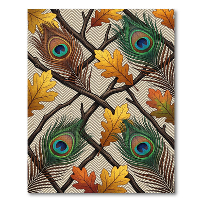 Autumn Oak Leaf and Peacock Feather Rug