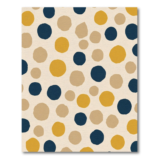 Contemporary Ochre Navy Polka Dots Rug