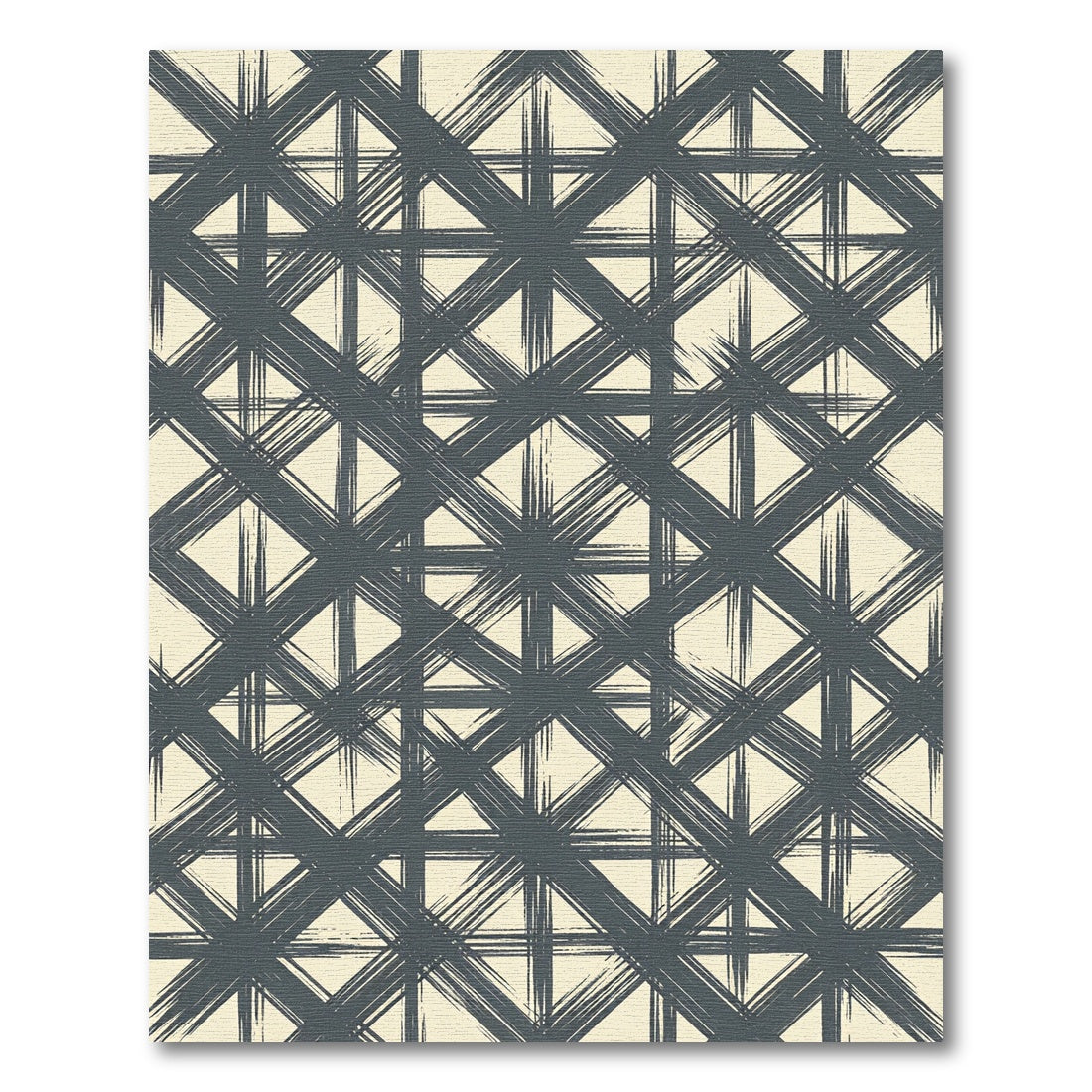 Dark Gray Brushstroke Lattice Rug