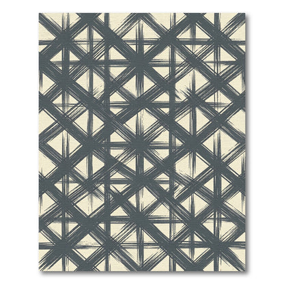 Dark Gray Brushstroke Lattice Rug