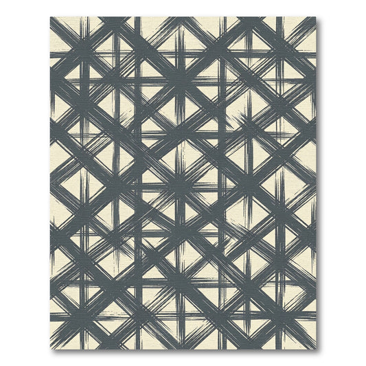 Dark Gray Brushstroke Lattice Rug