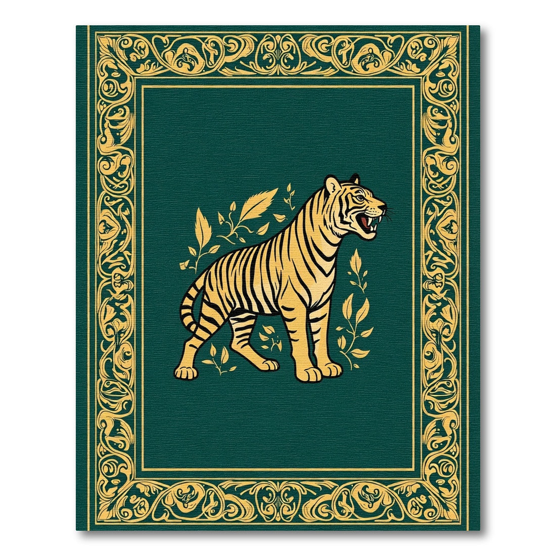Golden Tiger Emerald Vintage Frame Rug