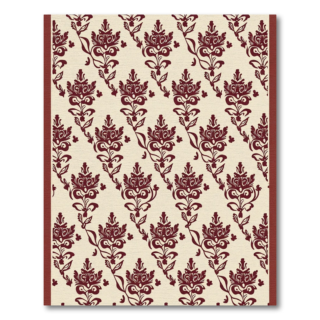 Crimson Floral Damask Arrangement Rug