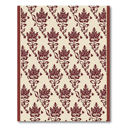 Crimson Floral Damask Arrangement Rug