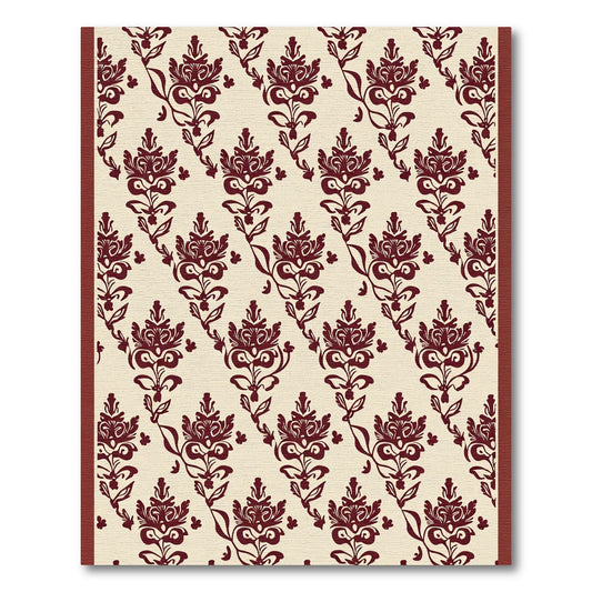 Crimson Floral Damask Arrangement Rug