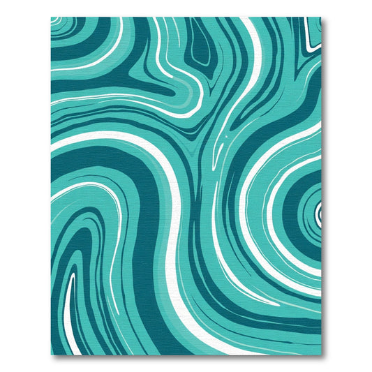 Teal and White Swirl Abstract Rug