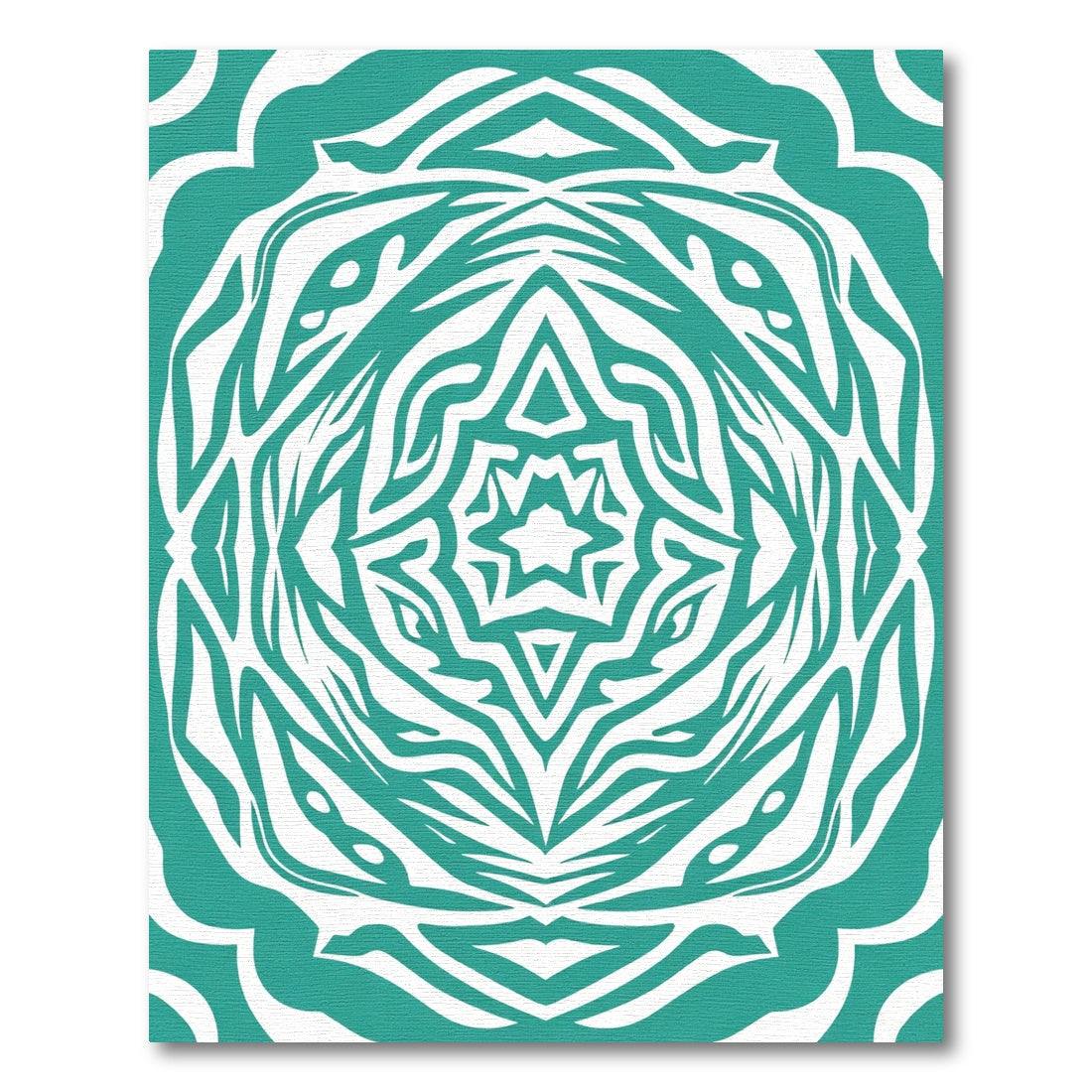 Teal And White Symmetry Star Rug