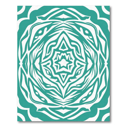 Teal And White Symmetry Star Rug