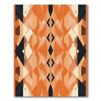 Orange Black Geometric Diamond Tonal Rug