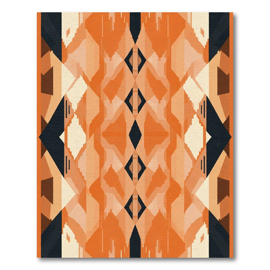 Orange Black Geometric Diamond Tonal Rug