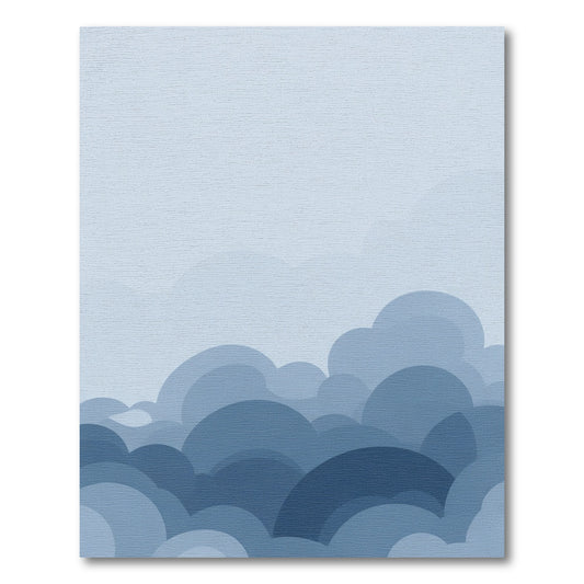 Soft Blue Cloudscape Layered Round Rug