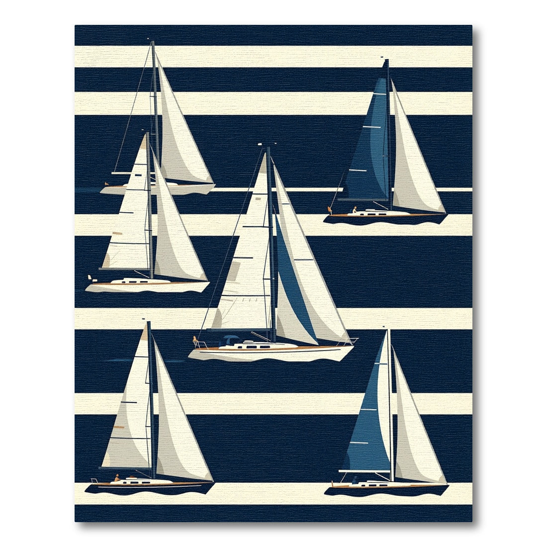 Midnight Navy Nautical Sailboat Striped Rug