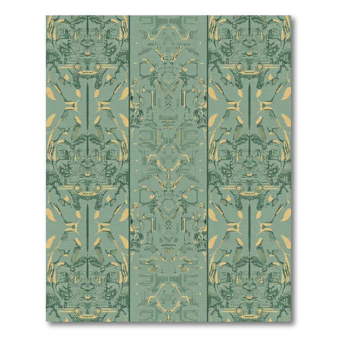 Green Yellow Abstract Geometric Symmetry Rug