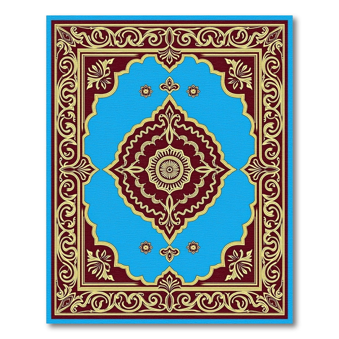 Crimson Gold Scrollwork Central Medallion Rug
