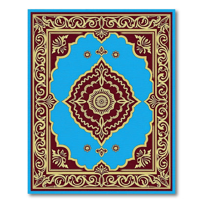 Crimson Gold Scrollwork Central Medallion Rug