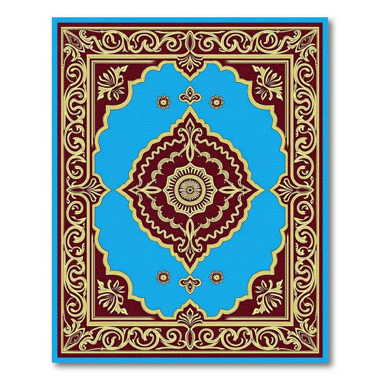 Crimson Gold Scrollwork Central Medallion Rug