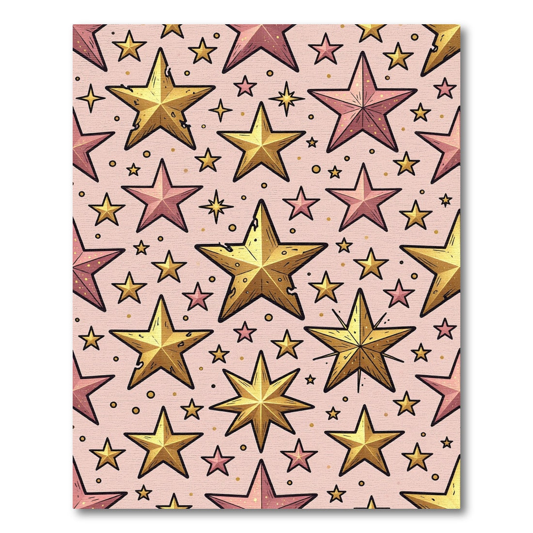 Whimsical Golden Starry Pink Sky Rug