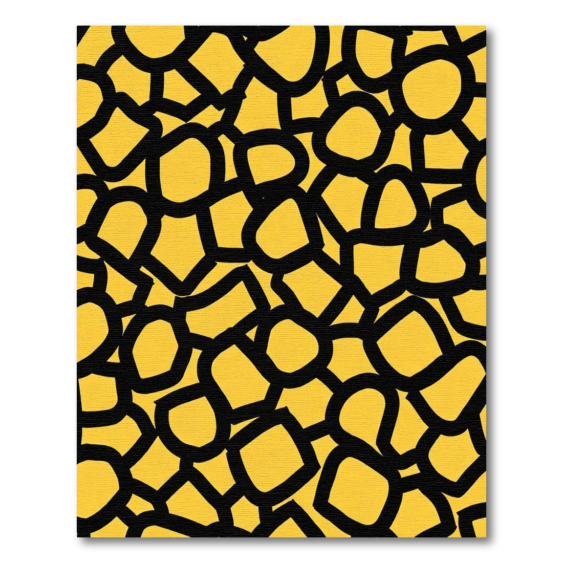 Bold Yellow Black Organic Shapes Rug