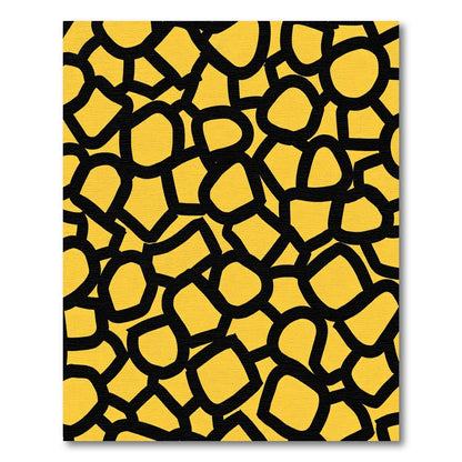 Bold Yellow Black Organic Shapes Rug