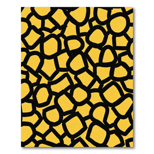 Bold Yellow Black Organic Shapes Rug