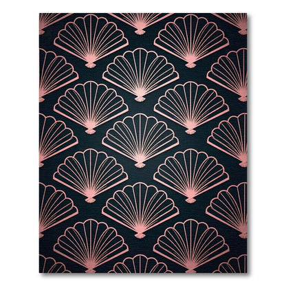 Rose Gold Art Deco Fan Geometric Rug