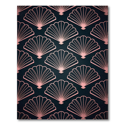 Rose Gold Art Deco Fan Geometric Rug
