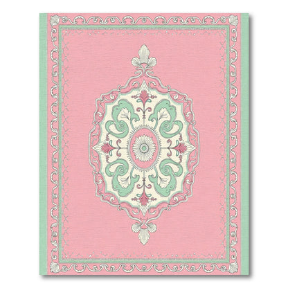 Pink Teal Floral Medallion Traditional Rug