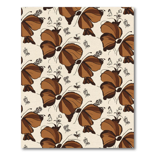 Brown Butterfly Floral Arrangement Rug