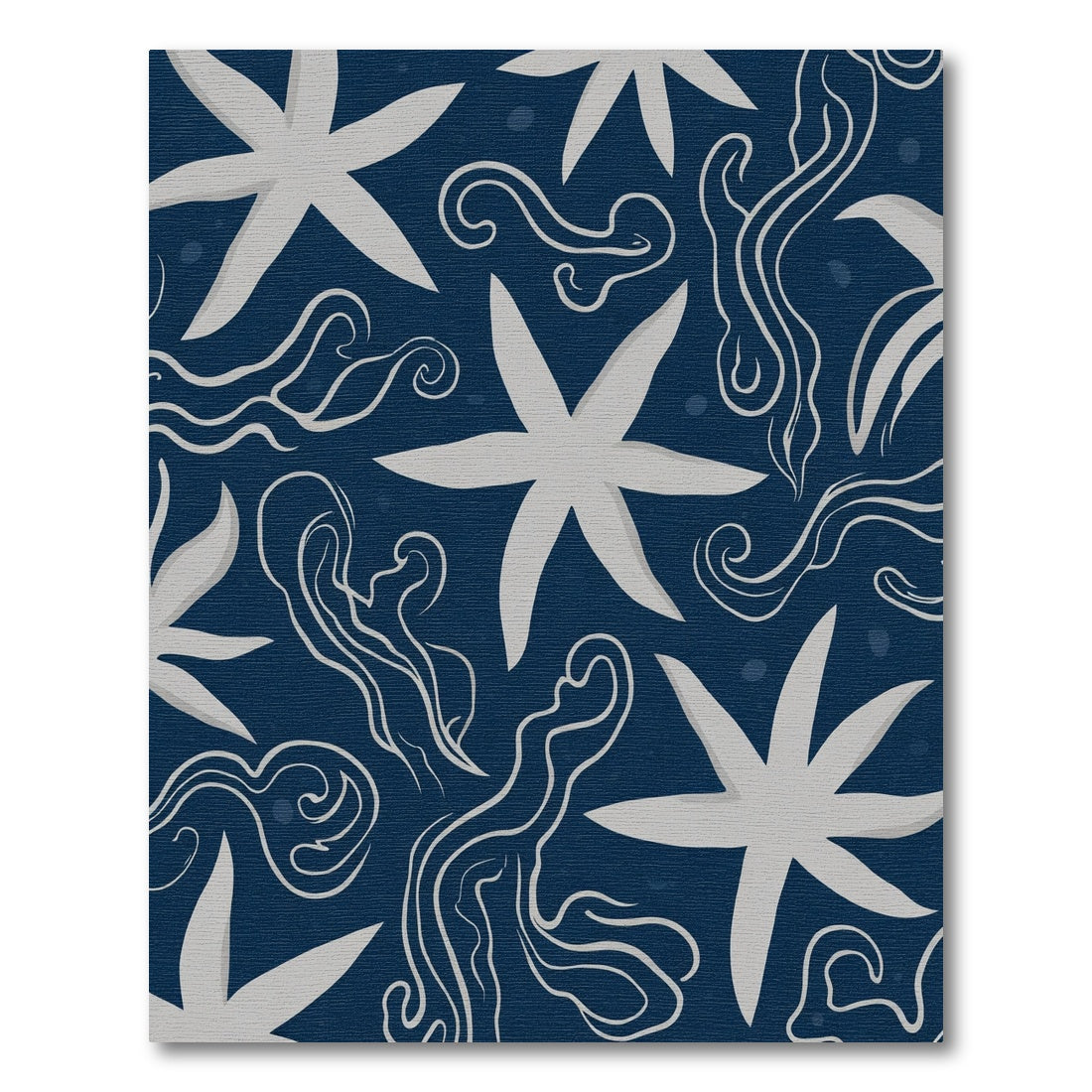 Navy White Starfish Swirls Rug