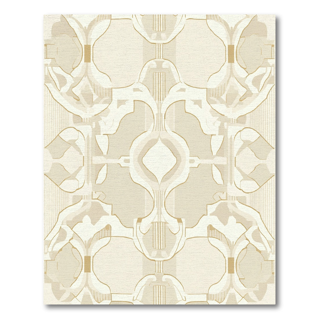 Cream and Gold Abstract Arch Rug