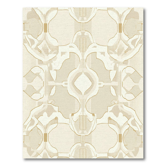 Cream and Gold Abstract Arch Rug