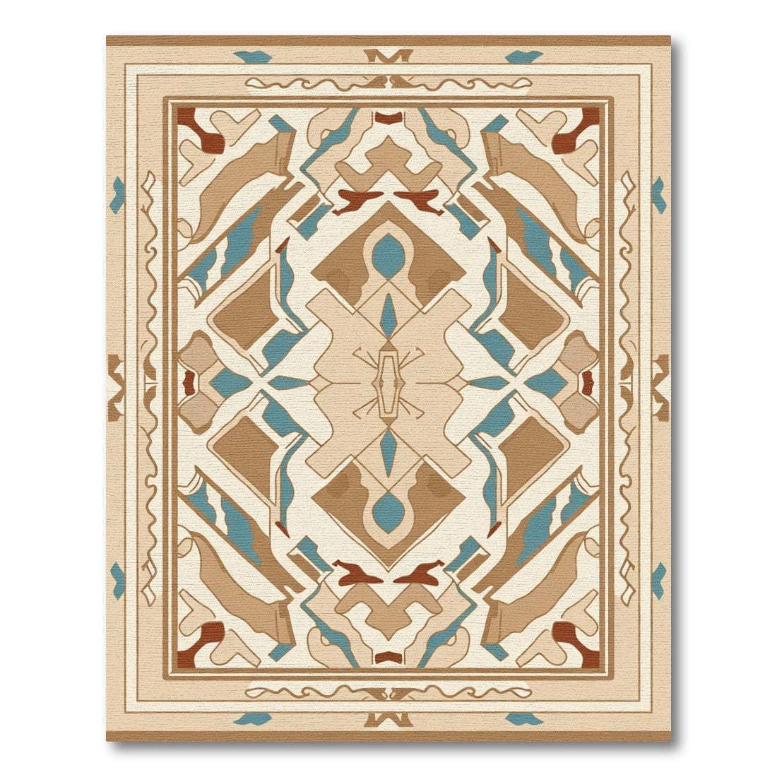 Geometric Muted Earth Tones Medallion Rug