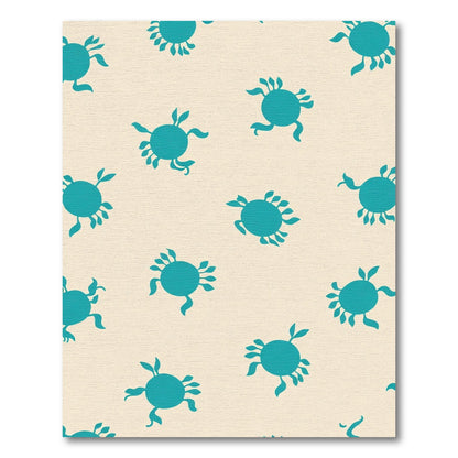 Teal Crab Pattern Cream Background Rug