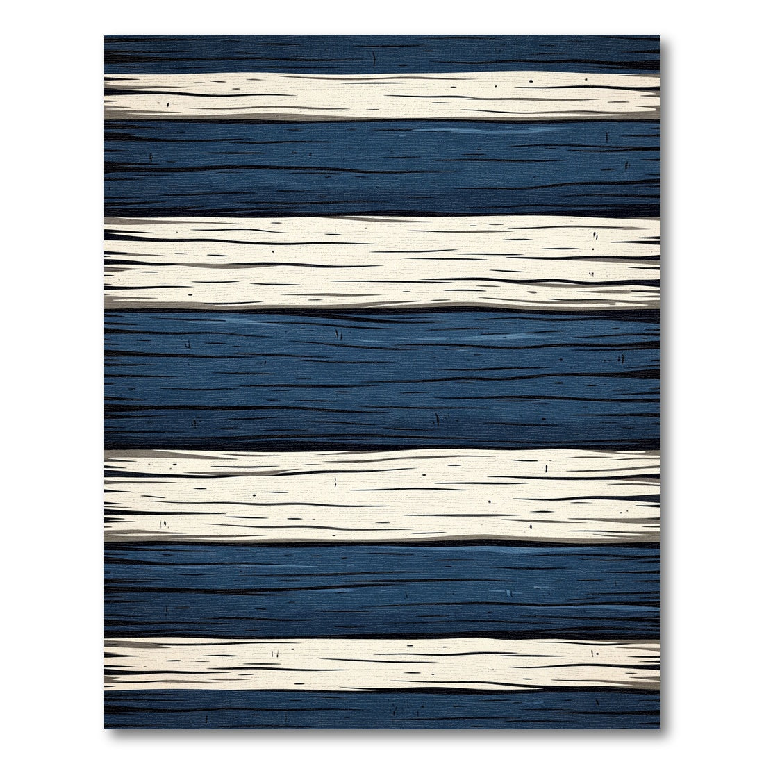 Modern Navy and Cream Horizontal Stripe Rug