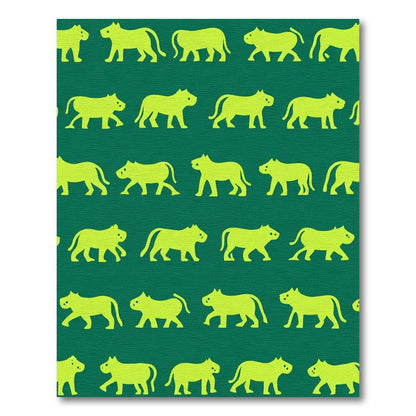 Golden Tiger Silhouette Repeating Pattern Rug