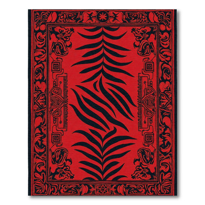 Bold Red Tribal Fern Rug