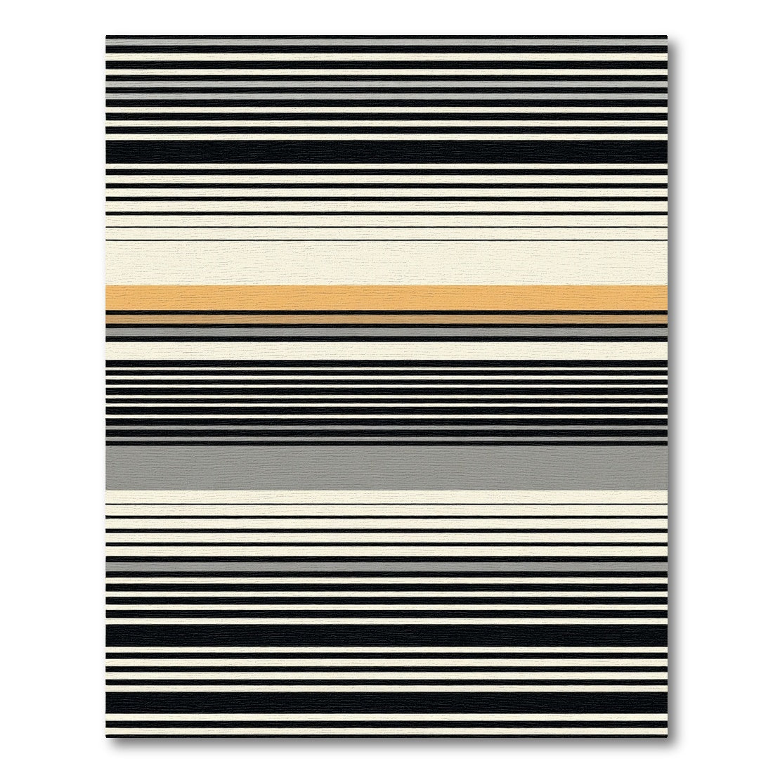Modern Black Gold Gray Stripe Rug