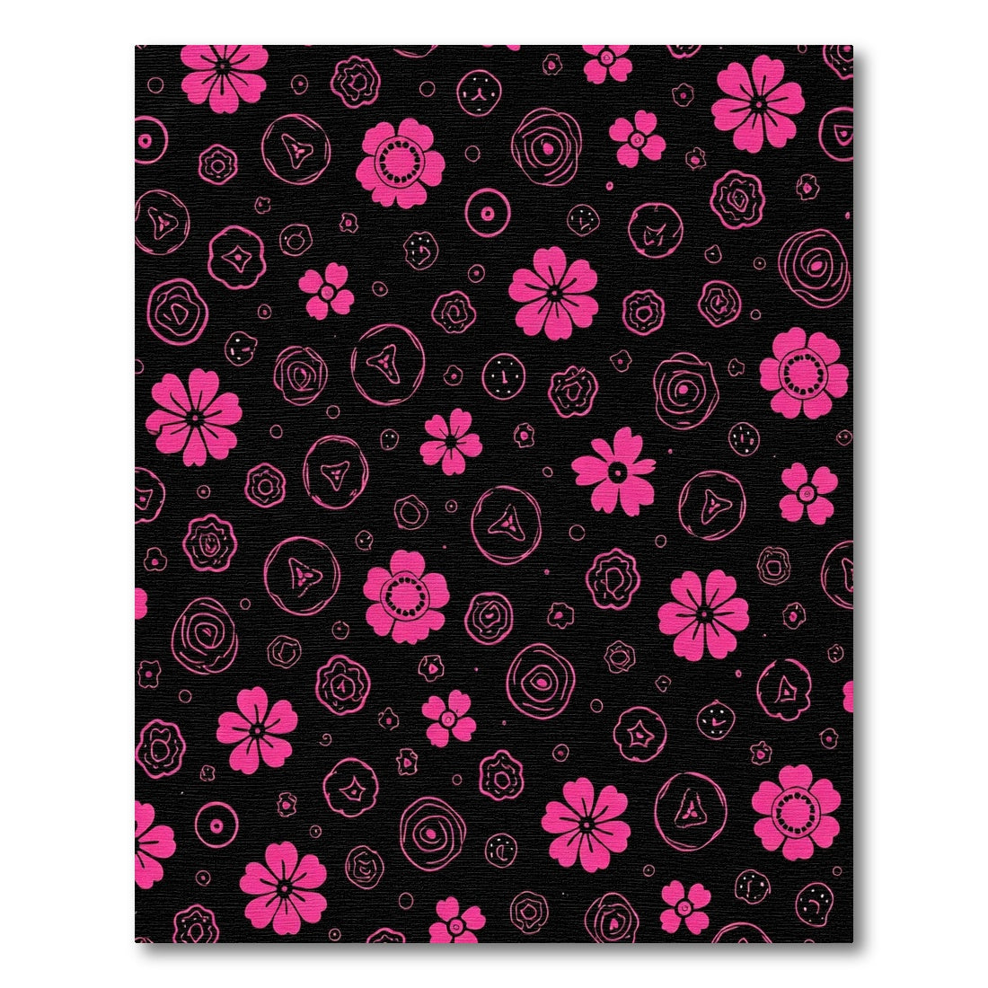 Fuchsia Flower Doodle Mid-Century Rug