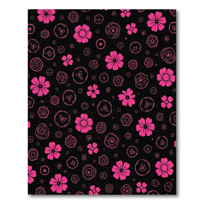 Fuchsia Flower Doodle Mid-Century Rug