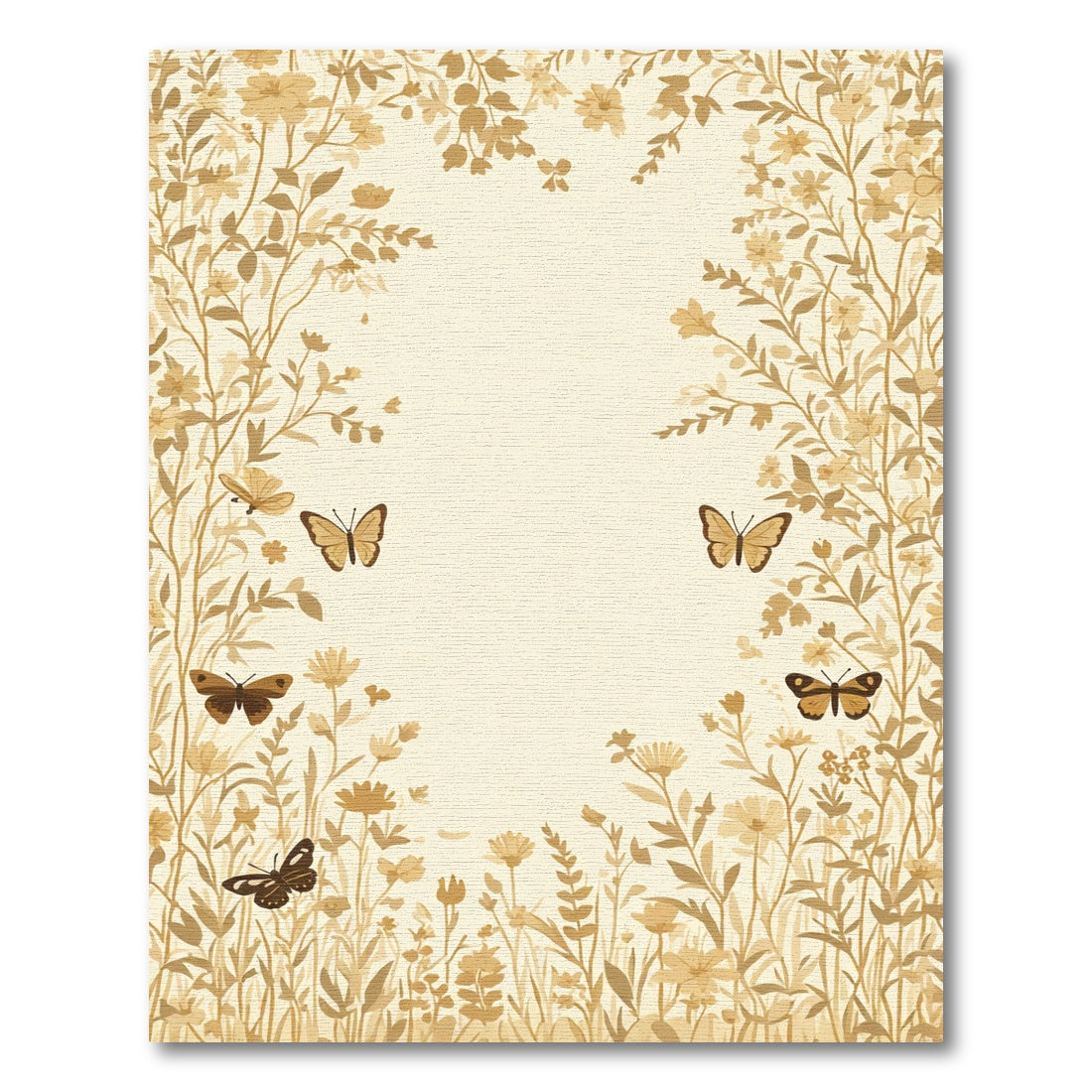 Golden Meadow Garden Butterfly Scene Rug