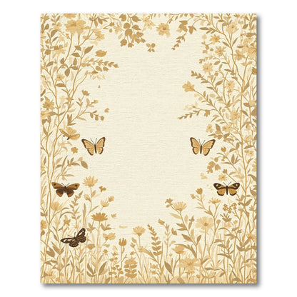 Golden Meadow Garden Butterfly Scene Rug