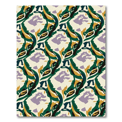 Green And Purple Abstract Organic Flow Rug